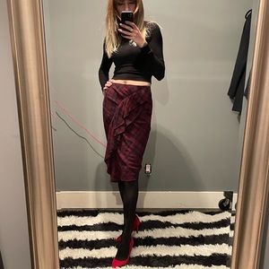 Thakoon Plaid Tartan Pencil skirt with asymmetric ruffle